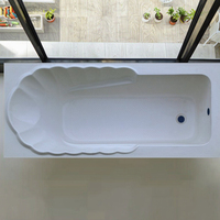 Baignoire à poser rectangulaire en acrylique de style moderne, luxueuse et écologique, avec drain intégré, garantie de 2 ans, pour intérieur
