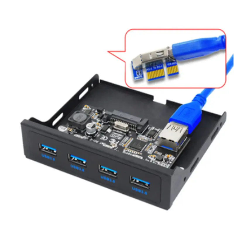 PCI-E แผงต่อ USB 3.0,การ์ดต่อพ่วง PCIE USB 3.5 "ฟลอปปี้ USB3.0แผงด้านหน้าตัวยึด PCI Express X1 Riser