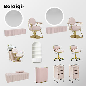 BOLAIQI Juego Completo de Muebles para Salón de Belleza en Oro Rosa con Unidades de Lavado y Silla de Champú para Talleres y Salones de Belleza - Product Image 1