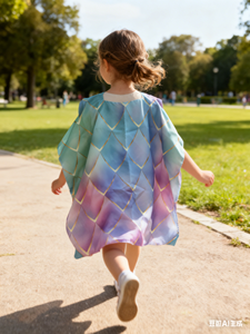 Ensemble cape de princesse dégradée pour enfants avec jupe en tulle – Costume de fée pour jeu d'habillage - Product Image 2