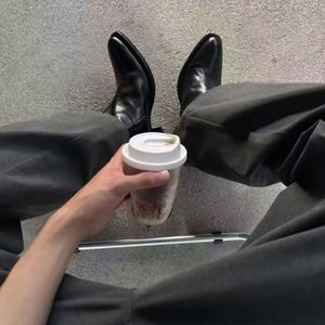 Botas de Tobillo con Cremallera de Cuero Genuino Negro, Punta Puntiaguda, Zapatos de Otoño para Hombre a la Moda, Suela de Goma, Entresuela de PU - Product Image 5
