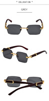 Lunettes de soleil rectangulaires vintage pour femmes, monture dorée en alliage sans bords, verres dégradés, protection UV400