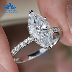 Custom Luxury Jewelry 10K 14K 18K White Gold HPHT CVD Lab Grown <strong>Diamond</strong> 1-3carat Marquise Cut <strong>Diamond</strong> Ring With IGI GIA - Product Image 5