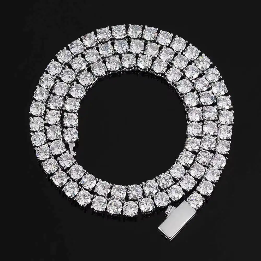 Cheapest Price 3MM 4MM 5MM Hip Hop Fine Jewelry Necklaces Sterling Silver Diamond Tennis Chain Necklace