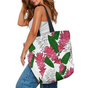 Bolsa de Compras de Lona Reutilizable de Diseño Personalizado con Estampado de Jengibre Hawaiano, a la Moda y de Gran Venta - Product Image 3