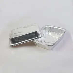 Tray Food Container Aluminum Foil Takeaway Aluminium Foil With Plastic Lids Disposable Wholesale Silver PET Aluminum Pans Accept