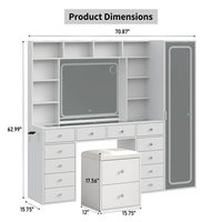 Vente en gros de coiffeuse moderne en MDF blanc pour le maquillage avec miroir LED et tiroirs de rangement