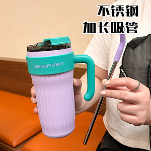 Insulated Water <b>Bottle</b> With Straw Large Capacity Portable For Girls Students Back To School Thermos Cup - Product Image 3