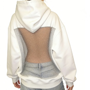 เสื้อฮู้ดผ้าตาข่ายรัดเชือกหลังเปลือยสีพื้นสำหรับผู้หญิง คอลเลคชั่นใหม่ประจำฤดูใบไม้ร่วง/ฤดูหนาว แฟชั่น - Product Image 1