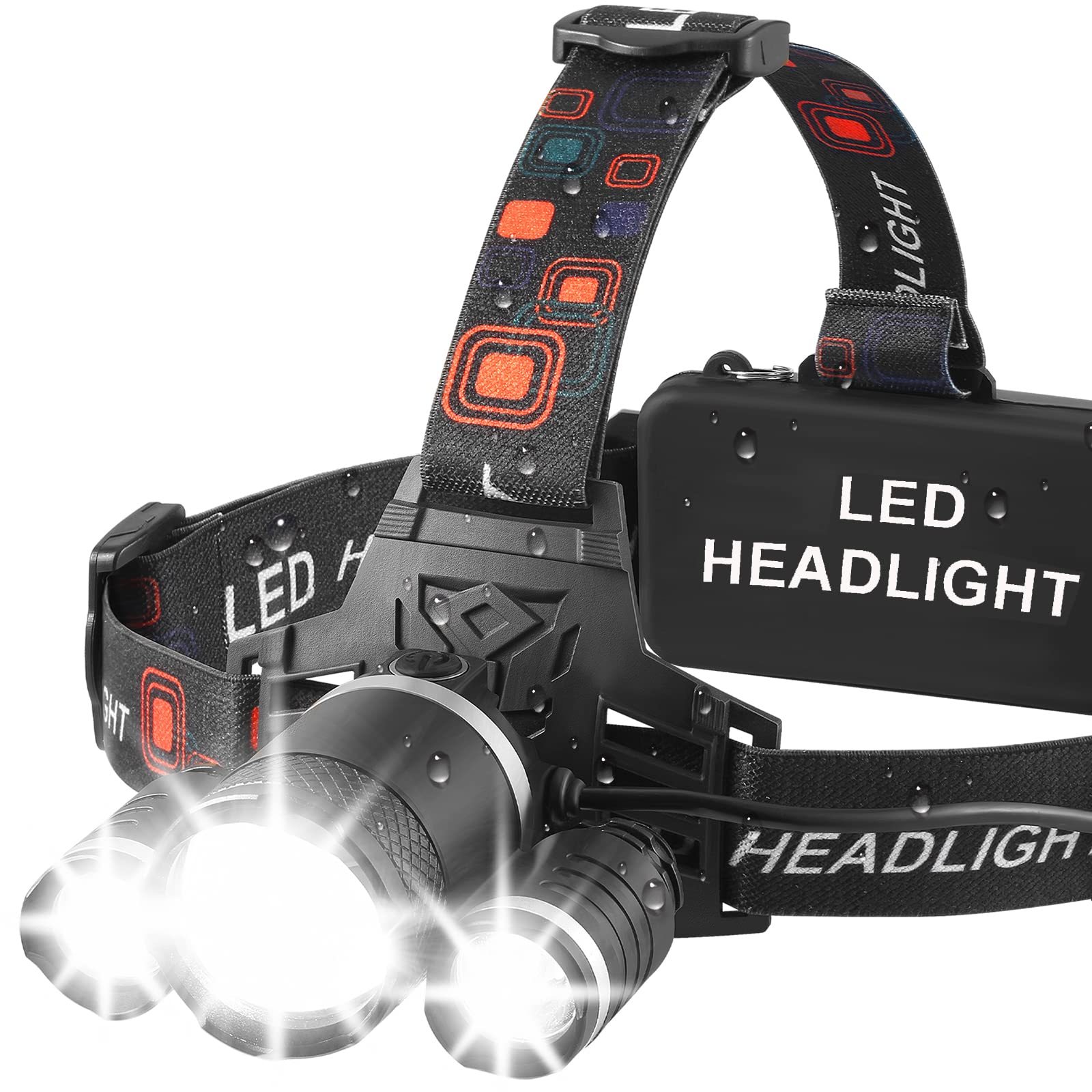 Zoomable USB Rechargeable LED Head Lamp Ultra Bright Head Flashlight IPX4 Headlight for Outdoor Hard Hat Work