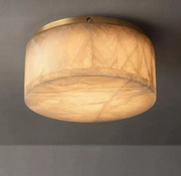 Plafonnier LED moderne en laiton massif et albâtre, modèle Rivage Lueur rond, pour chambre à coucher - Offre Spéciale
