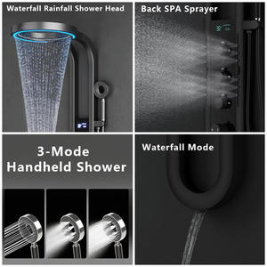 YaKe, pantalla Digital de temperatura multifunción, juego de ducha termostática, grifo de ducha de baño con patrón de pulverización suave superior de cascada - Product Image 2