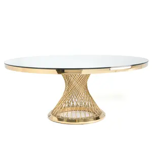 Luxury Dining Round Table With Stable Base Stainless Steel Material Manufacturer