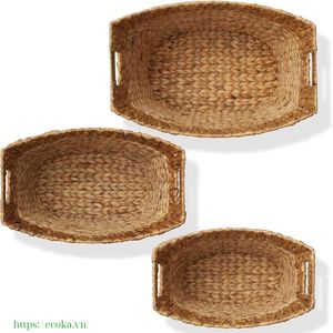 Handwoven Farmhouse Water Hyacinth <b>Foldable</b> Storage <b>Basket</b> Eco-Friendly Bohemian Style Clothing Storage Multifunction - Product Image 5