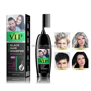 Dexe VIP-champú para tinte de pelo negro natural, crema de color con peine permanente profesional, venta al por mayor, 3 en 1