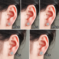 Boucles d'oreilles de luxe Starsgem 0.5ct 1ct 1.5ct 2ct 3ct Round Moissanite en or 14K Push Back Screw Back Moissanite pour femmes