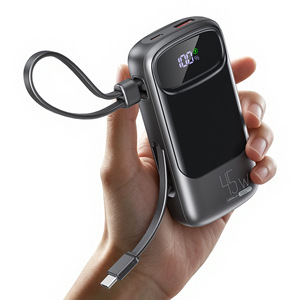 พาวเวอร์แบงค์พกพา 20000mAh 45W ชาร์จเร็ว พร้อมสายในตัว ชนิด Type C รองรับการชาร์จเข้าและออก ช่องเสียบอเนกประสงค์ - Product Image 5
