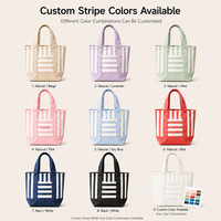 Sac fourre-tout en toile rayée personnalisé, combinaisons multicolores, vente en gros, sac de courses en coton recyclé, fournisseur d'usine
