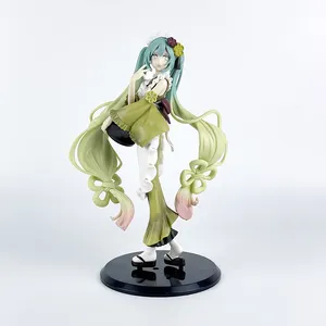 Hot Selling Schattig Meisje Hoed Sune Miku Populaire Idool Anime Model Matcha Kleur Miku Desktop Decoratie Model Verjaardagscadeau