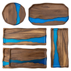 Nouveau grand plateau de rangement décoratif multifonctionnel en bois d'acacia et résine époxy <span class=keywords><strong>pour</strong></span> charcuterie et fromages personnalisés - Product Image 1