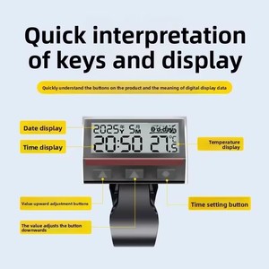 Horloge numérique solaire pour <span class=keywords><strong>moto</strong></span> avec affichage LCD rétroéclairé de la date, du jour et de la température, <span class=keywords><strong>thermomètre</strong></span> étanche avec support pour <span class=keywords><strong>moto</strong></span> - Product Image 5