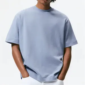 OEM brand High Quality Custom LOGO desgin Blank oversized drop shoulder rib o-neck tshirt for men