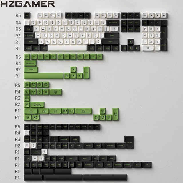 HZGAMER 227Keys PBT Keycaps MDA Profile ISO Double Shot Keycaps