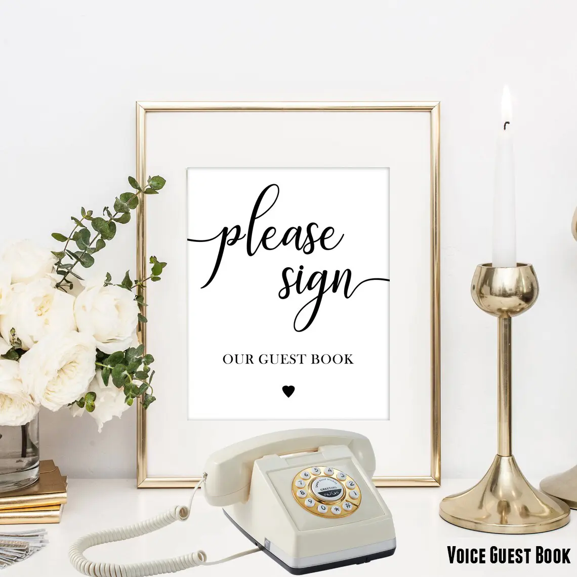 Audio Guestbook Wedding Phone Welcome Sign-In Annual Party Birthday Arrangement Ceremony Audio Wedding Guest Book Phone Recorder
