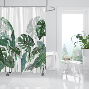 Peinture numérique moderne Ensemble de salle de bain Antidérapant Vert Blanc Fleurs Rideau de <span class=keywords><strong>douche</strong></span> <span class=keywords><strong>Mousse</strong></span> à mémoire Tapis de bain Tapis de toilette-Polyester - Product Image 4
