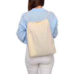 Durable Cotton <b>Drawstring</b> Tote Travel Storge Bag Blank Plain Canvas String <b>Backpack</b> With Custom Logo - Product Image 5