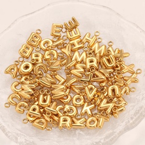 18k Gold PVD Plated Mini Balloon Alphabets Charms Stainless Steel Bubble English <strong>Initial</strong> Letters <strong>Pendants</strong> for DIY Jewelry Making - Product Image 4