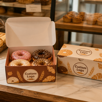 Boîte de pâtisserie à couvercle rabattable, en papier résistant à la graisse, recyclable, en carton blanc, emballage alimentaire rectangulaire, étiquette privée, fourniture au détail