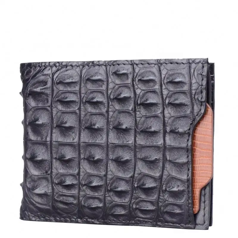 Custom Designer Luxury Classy Men's Genuine Real Crocodile Skin Leather Durable Money Multi Card Bifold Short Wallet For Men