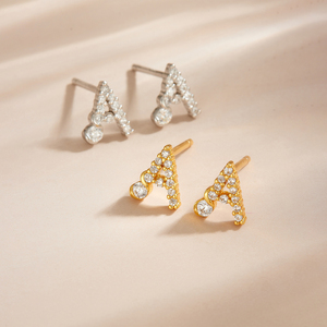 Pendientes de Plata con Letras del Alfabeto de Lujo FUAMAY, Diseño Nuevo, Letras Completas A B C D E J K L M N S - Product Image 1