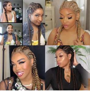 Klaar voor verzending: Fabrikant van synthetisch vlechtenhaar, hoge kwaliteit 13*4 kant-frontal synthetische haarvlechtpruiken voor Afrikanen - Product Image 4