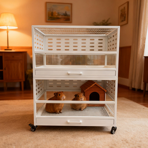 Cage pour cobayes de taille moyenne en fil métallique, installation facile, plateau métallique durable, facile à nettoyer - Product Image 4