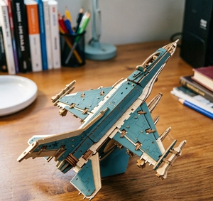 Puzzle 3D in Legno Personalizzato Dettagliato di Aereo da Combattimento, Gioco di Logica Interattivo per Esposizione Decorativa - Product Image 3