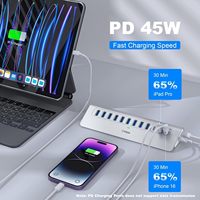 Hub USB-C con Carga PD de 45W y 10Gbps, Cable de Aluminio de 3.3 Pies, 12 Puertos, en Stock para PC/Laptop/iPhone 17/16