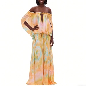 ชุดเดรสผู้หญิงแบบผูกไหล่ - แขนพองทรงหลวมแบบมัดย้อมแฟชั่น - Product Image 2