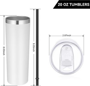 Gobelets isothermes en acier inoxydable à double paroi de 20 oz, vierges pour sublimation, avec couvercle coulissant et poignée, maintien thermique 12-24 heures - Product Image 4