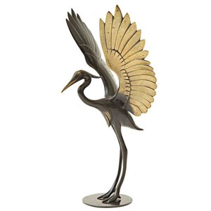 Statue de grue héron en bronze de style moderne oiseaux animaux en métal pour décor de jardin extérieur - Product Image 6