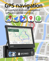 Autoradio BQCC 1 DIN avec écran rétractable HD de 7 pouces, Carplay, WIFI, GPS, Android 13, 4/64 Go, Mirror Link, AUX, USB-C, SDK