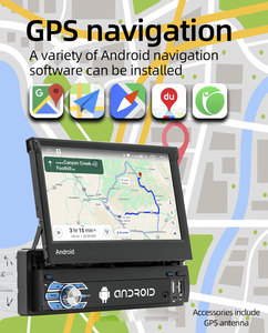 Автомагнитола BQCC 1 DIN с 7-дюймовым выдвижным HD-экраном, Carplay, WIFI, <span class=keywords><strong>GPS</strong></span>, Android 13, 4/64 ГБ, Mirror Link, AUX, USB-C, SDK - Product Image 3