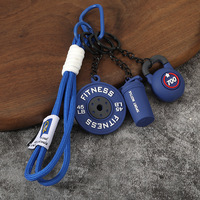 Porte-clés de bar sportif en gros, porte-clés créatif en PVC de bar sportif, haltère, gourde, accessoire de gym, cadeau, pendentif pour sac à dos