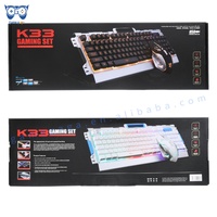 Set de Teclado y Ratón para Juegos K33 con Cable, 104 Teclas, Conexión USB, Diseño Ergonómico, Negro, 1200 DPI, Teclas Multimedia