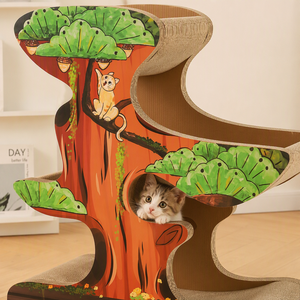 Herbstbaum-Kratzbaum 87x78,7x35cm Mehrstufiger Wellpappe-Katzenturm mit Baumloch-Versteck Ohne Montage OEM/ODM - Product Image 5