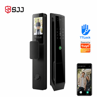 Serrure Intelligente WiFi SJJ Entièrement Automatique avec Reconnaissance Faciale, Caméra de Visiteur, Interphone Vidéo, Déverrouillage à Distance pour Porte en Acier/Bois, Application Tuya Cloud