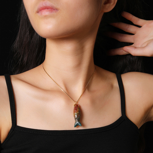Collier pendentif en forme de poisson à la mode pierre de naissance de guérison naturelle chaînes à la mode usure quotidienne et pour cadeau parent ou ami - Product Image 5