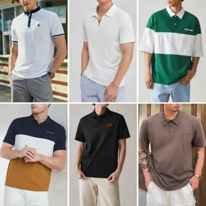 Nuevas camisetas de moda de verano al por mayor, camisas de cuello para hombre, Polos, Camisetas de manga corta informales con estampado de golf, enviadas al azar