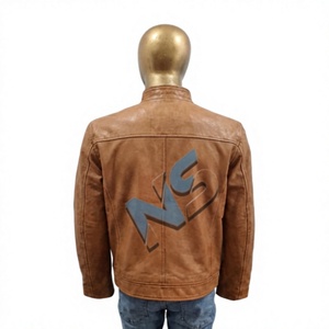 Nabtay Sports <b>Men</b> Genuine Cowhide <b>Leather</b> Eco-friendly Cafe Racer Bomber <b>Jacket</b> Slim Fit Four Pocket Padded Sleeve Front Winter - Product Image 3